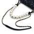 CHANEL MATELASSE FAUX PEARL HAND CHAIN SHOULDER BAG BLACK NAVY SEQUINS LEATHER GOLD HARDWARE 90343005