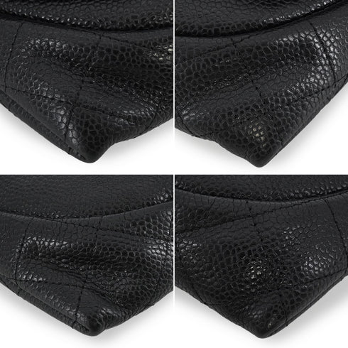 CHANEL MATELASSE HALF MOON CHAIN SHOULDER BAG BLACK CAVIAR SKIN SILVER HARDWARE 90343936