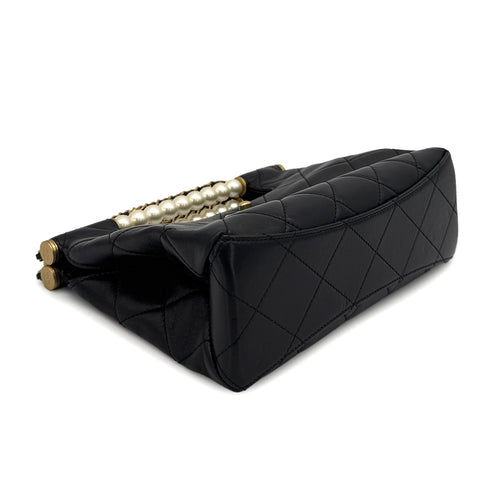 CHANEL MATELASSE SMALL SHOPPING BAG BLACK LEATHER GOLD HARDWARE 90306270