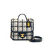 CHANEL MATELASSE TWEED CHAIN HAND SHOULDER BAG BEIGE BLACK GOLD HARDWARE 90324760