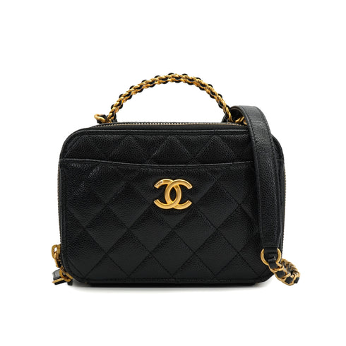 CHANEL MATELASSE VANITY CHAIN SHOULDER BLACK CAVIAR SKIN GOLD HARDWARE 90334153
