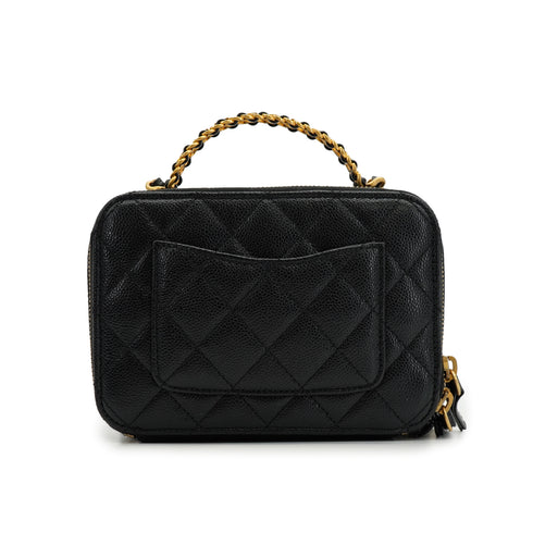 CHANEL MATELASSE VANITY CHAIN SHOULDER BLACK CAVIAR SKIN GOLD HARDWARE 90334153