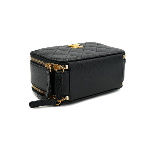 CHANEL MATELASSE VANITY CHAIN SHOULDER BLACK CAVIAR SKIN GOLD HARDWARE 90334153