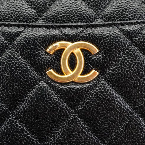 CHANEL MATELASSE VANITY CHAIN SHOULDER BLACK CAVIAR SKIN GOLD HARDWARE 90334153