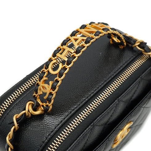 CHANEL MATELASSE VANITY CHAIN SHOULDER BLACK CAVIAR SKIN GOLD HARDWARE 90334153