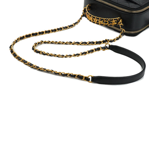 CHANEL MATELASSE VANITY CHAIN SHOULDER BLACK CAVIAR SKIN GOLD HARDWARE 90334153