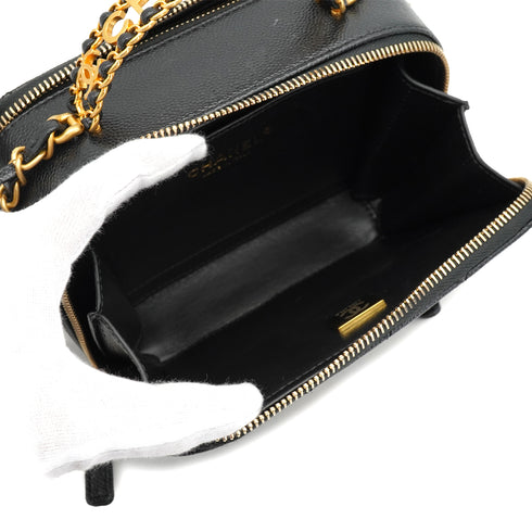 CHANEL MATELASSE VANITY CHAIN SHOULDER BLACK CAVIAR SKIN GOLD HARDWARE 90334153