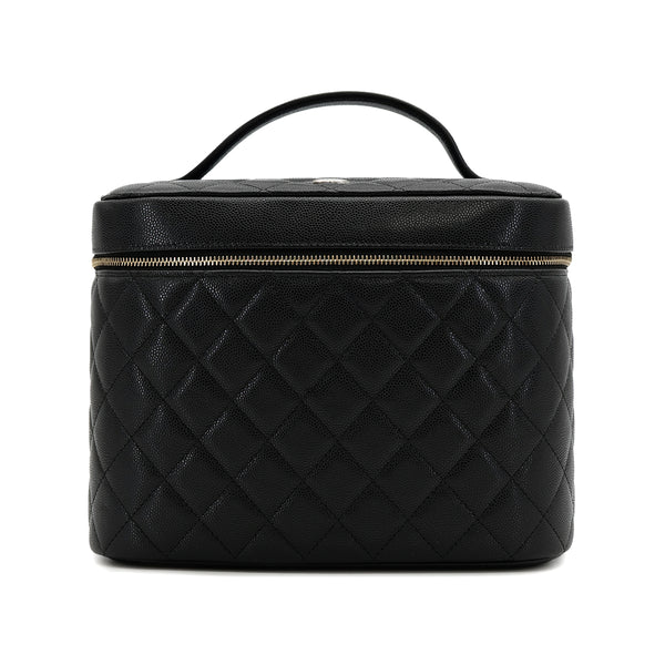 CHANEL MATELASSE VANITY HAND BAG BLACK CAVIAR SKIN GOLD HARDWARE 90319989