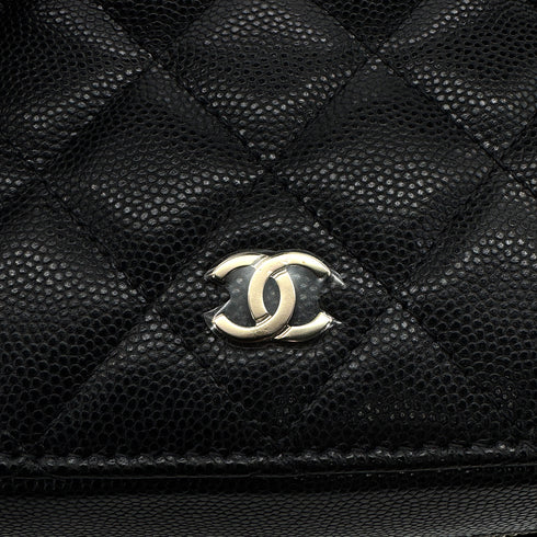 CHANEL MATELASSE VANITY HAND BAG BLACK CAVIAR SKIN GOLD HARDWARE 90319989