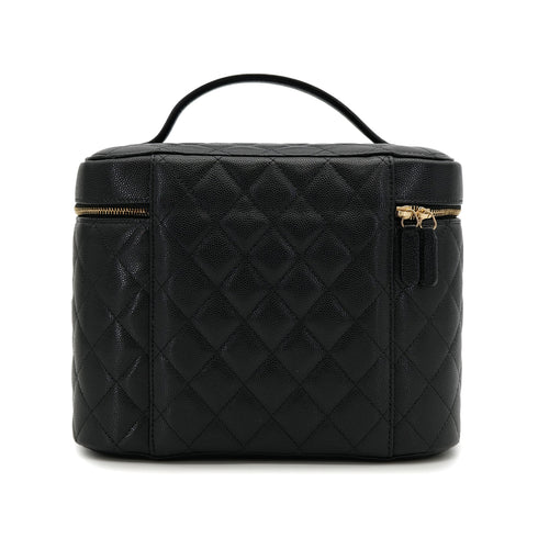CHANEL MATELASSE VANITY HAND BAG BLACK CAVIAR SKIN GOLD HARDWARE 90319989