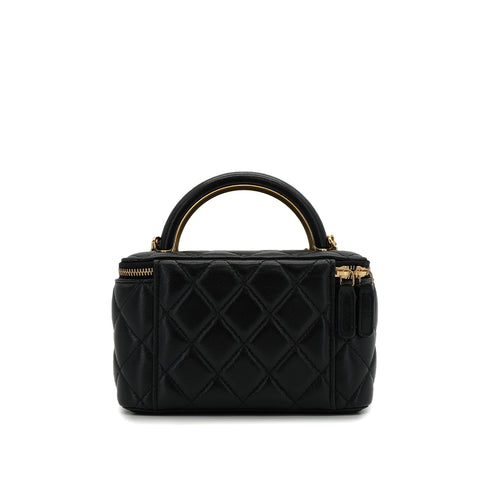 CHANEL MATELASSE VANITY HAND SHOULDER BAG BLACK LAMB SKIN GOLD HARDWARE 90335801