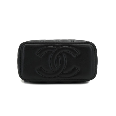 CHANEL MATELASSE VANITY HAND SHOULDER BAG BLACK LAMB SKIN GOLD HARDWARE 90335801