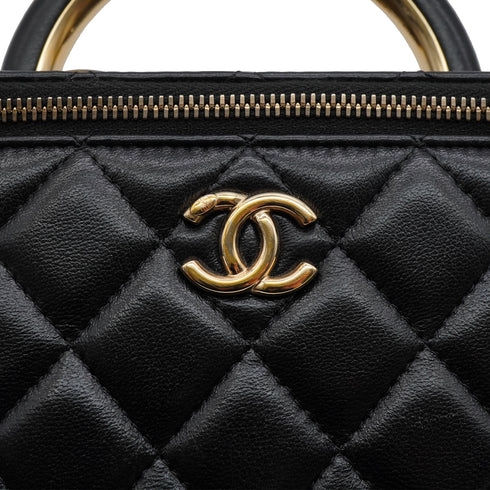 CHANEL MATELASSE VANITY HAND SHOULDER BAG BLACK LAMB SKIN GOLD HARDWARE 90335801