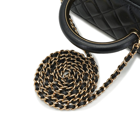 CHANEL MATELASSE VANITY HAND SHOULDER BAG BLACK LAMB SKIN GOLD HARDWARE 90335801