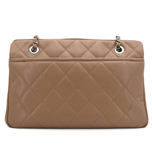 CHANEL MATELLASSE CHAIN SHOULDER BAG BROWN CAVIAR SKIN SILVER HARDWARE 90346679