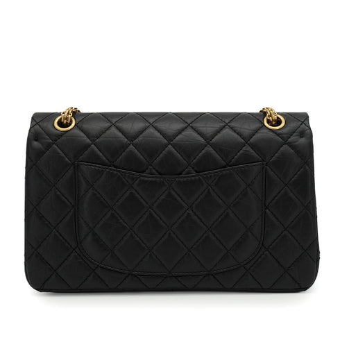 CHANEL MATERASSE 2.55 CHAIN SHOULDER BAG BLACK LEATHER GOLD HARDWARE 90345071