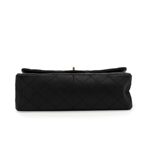 CHANEL MATERASSE 2.55 CHAIN SHOULDER BAG BLACK LEATHER GOLD HARDWARE 90345071