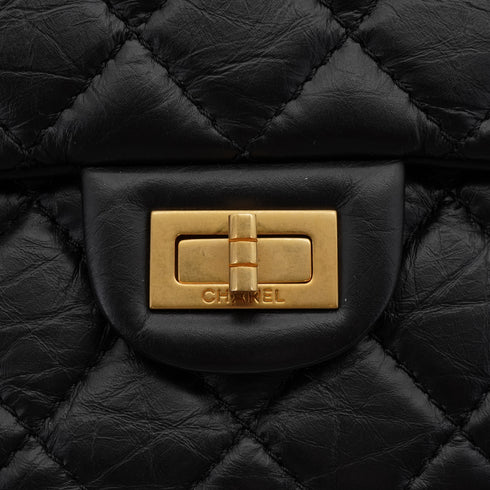 CHANEL MATERASSE 2.55 CHAIN SHOULDER BAG BLACK LEATHER GOLD HARDWARE 90345071