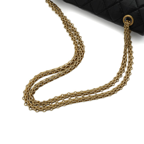 CHANEL MATERASSE 2.55 CHAIN SHOULDER BAG BLACK LEATHER GOLD HARDWARE 90345071