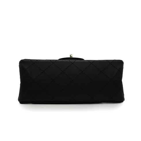 CHANEL MATERASSE 2.55 CHAIN SHOULDER BAG BLACK LEATHER SILVER HARDWARE 90345070
