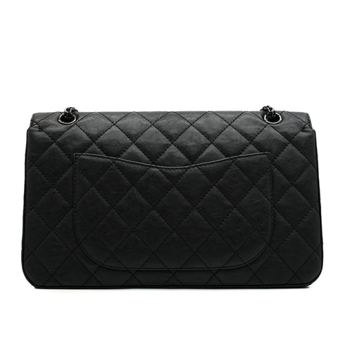 CHANEL MATERASSE 2.55 CHAIN SHOULDER BAG BLACK LEATHER SO BLACK HARDWARE 90346673