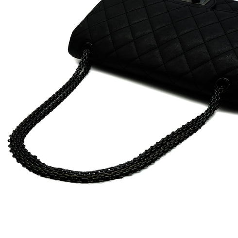 CHANEL MATERASSE 2.55 CHAIN SHOULDER BAG BLACK LEATHER SO BLACK HARDWARE 90346673