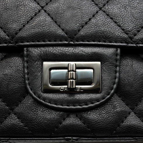 CHANEL MATERASSE 2.55 CHAIN SHOULDER BAG BLACK LEATHER SO BLACK HARDWARE 90346673