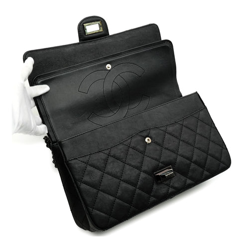CHANEL MATERASSE 2.55 CHAIN SHOULDER BAG BLACK LEATHER SO BLACK HARDWARE 90346673