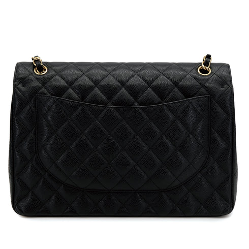 CHANEL MAXI MATELASSE 34 CHAIN SHOULDER BAG BLACK CAVIAR SKIN GOLD HARDWARE 90312937
