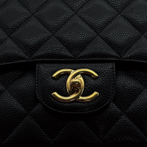CHANEL MAXI MATELASSE 34 CHAIN SHOULDER BAG BLACK CAVIAR SKIN GOLD HARDWARE 90312937