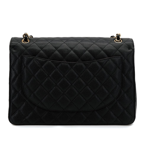 CHANEL MAXI MATELASSE 34 CHAIN SHOULDER BAG BLACK CAVIAR SKIN GOLD HARDWARE 90312938