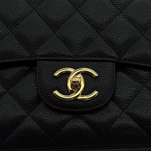 CHANEL MAXI MATELASSE 34 CHAIN SHOULDER BAG BLACK CAVIAR SKIN GOLD HARDWARE 90312938