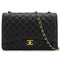 CHANEL MAXI MATELASSE 34 CHAIN SHOULDER BAG BLACK LAMB SKIN GOLD HARDWARE 90340474