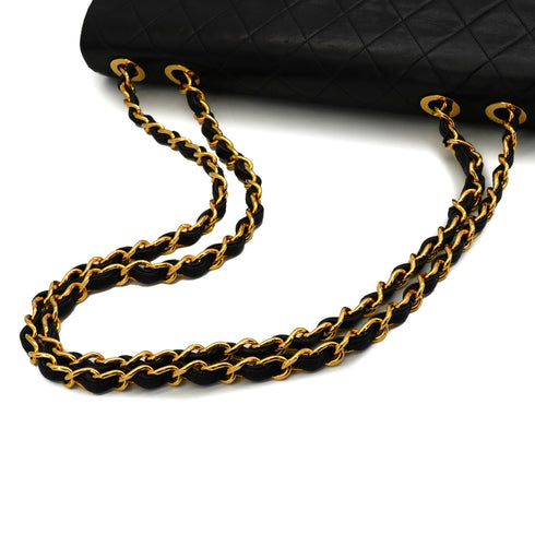 VINTAGE CHANEL MAXI MATELASSE 34 CHAIN SHOULDER BAG BLACK LAMB SKIN GOLD HARDWARE 90347766