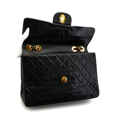 VINTAGE CHANEL MAXI MATELASSE 34 CHAIN SHOULDER BAG BLACK LAMB SKIN GOLD HARDWARE 90347766