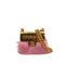 CHANEL LOGO METAL BAG NECKLACE PINK FAUX FUR GOLD HARDWARE B24C 90344801