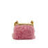 CHANEL LOGO METAL BAG NECKLACE PINK FAUX FUR GOLD HARDWARE B24C 90344801