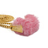 CHANEL LOGO METAL BAG NECKLACE PINK FAUX FUR GOLD HARDWARE B24C 90344801