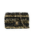 CHANEL MINI CHAIN SHOULDER BAG BLACK GOLD SEQUINS LEATHER GOLD HARDWARE 90340136