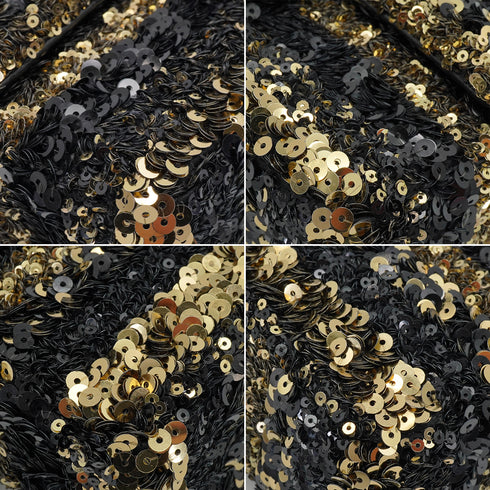 CHANEL MINI CHAIN SHOULDER BAG BLACK GOLD SEQUINS LEATHER GOLD HARDWARE 90340136
