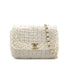 CHANEL MINI CHAIN SHOULDER BAG WHITE TWEED GOLD HARDWARE 90314775