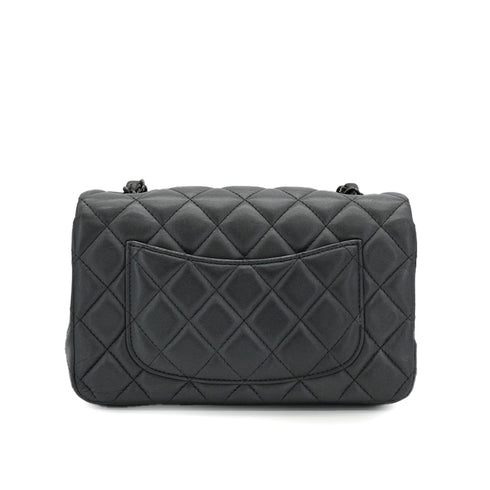 CHANEL MINI MATELASSE 20 CHAIN SHOULDER BAG GRAY LEATHER BLACK HARDWARE 90330944