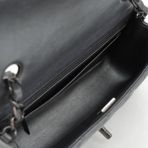 CHANEL MINI MATELASSE 20 CHAIN SHOULDER BAG GRAY LEATHER BLACK HARDWARE 90330944