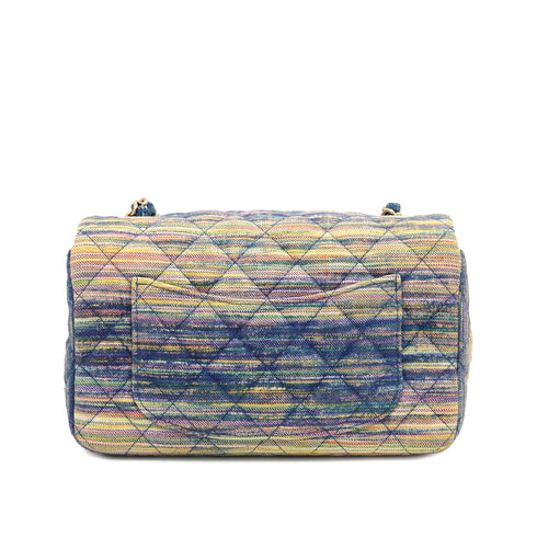 CHANEL MINI MATELASSE 20 CHAIN SHOULDER BAG MULTICOLOR DENIM SILVER HARDWARE 90334871
