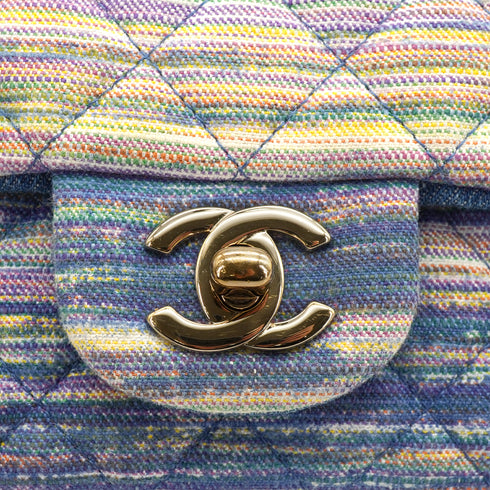 CHANEL MINI MATELASSE 20 CHAIN SHOULDER BAG MULTICOLOR DENIM SILVER HARDWARE 90334871