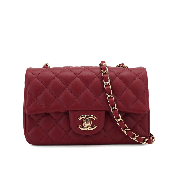 CHANEL MINI MATELASSE 20 CHAIN SHOULDER BAG RED LEATHER GOLD HARDWARE 90331372