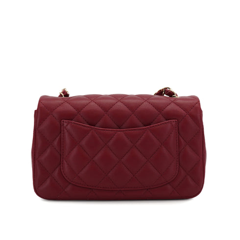 CHANEL MINI MATELASSE 20 CHAIN SHOULDER BAG RED LEATHER GOLD HARDWARE 90331372