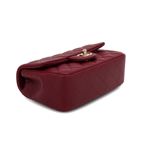 CHANEL MINI MATELASSE 20 CHAIN SHOULDER BAG RED LEATHER GOLD HARDWARE 90331372