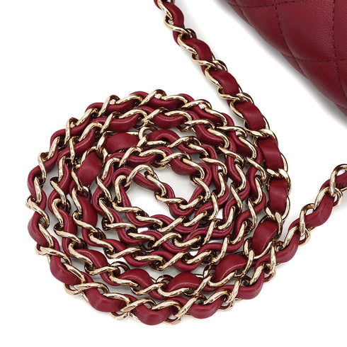 CHANEL MINI MATELASSE 20 CHAIN SHOULDER BAG RED LEATHER GOLD HARDWARE 90331372