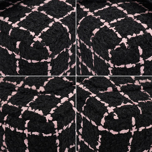 CHANEL MINI MATELASSE CAMELLIA CHAIN SHOULDER BAG BLACK PINK TWEED GOLD HARDWARE 90335837